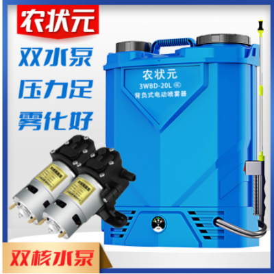 双泵电动喷雾器背负式高压锂电充电喷洒消毒喷壶农用新型打农药机